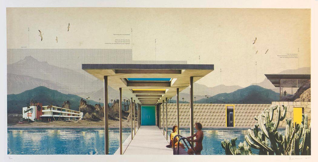 Cityscapes Screenprint By Maxine Gregson, 39 X 20", Desert Swim - 2, Original Artwork