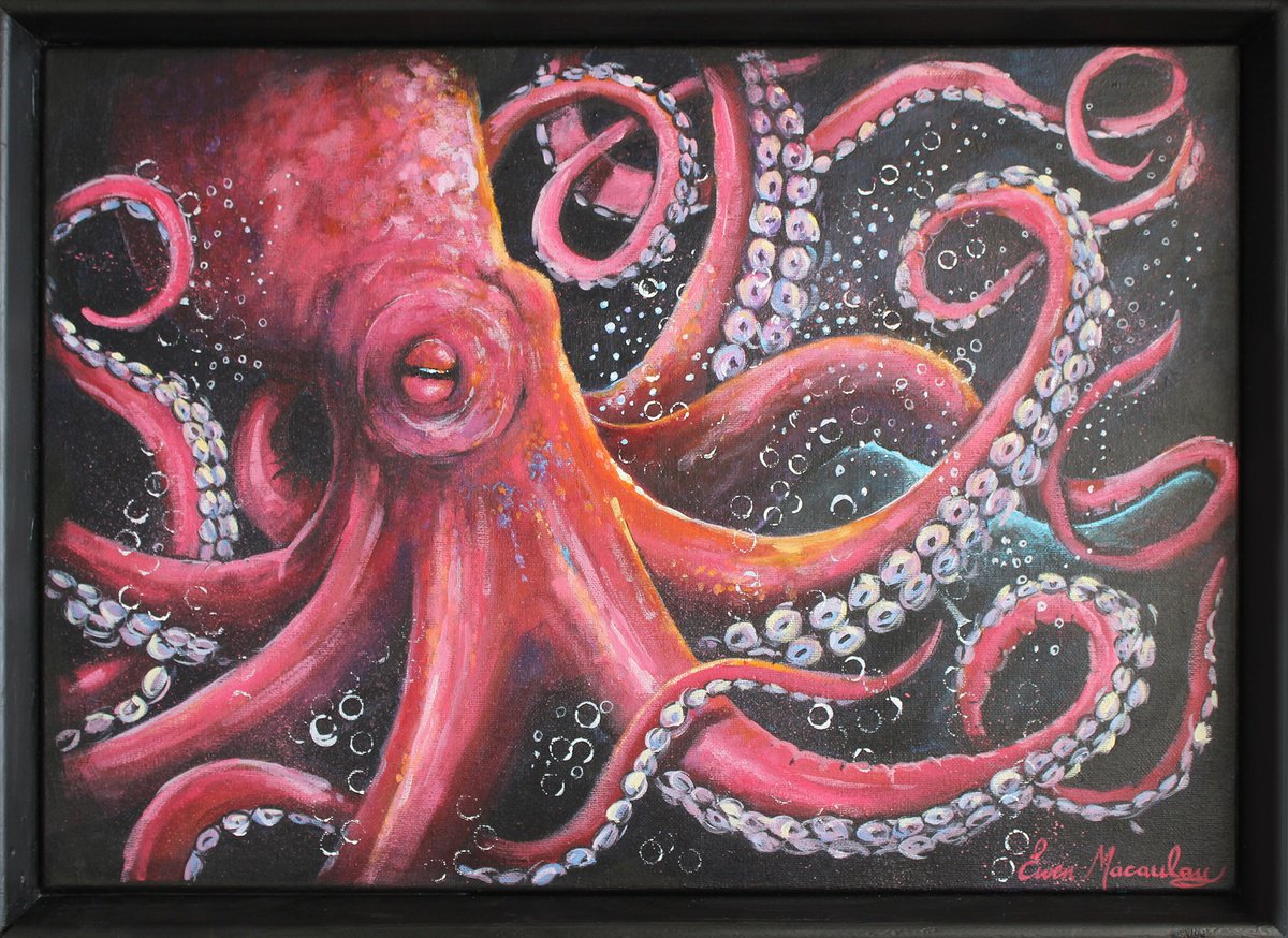 Impressionistic Landscape Acrylic Painting By Ewen Macaulay, 25 X 18, Octopus, Original Artwork