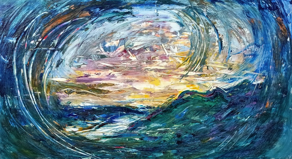 Impressionistic Landscape Oil Painting By Antonino Puliafico, 16 X 28, Improvvisamente Un