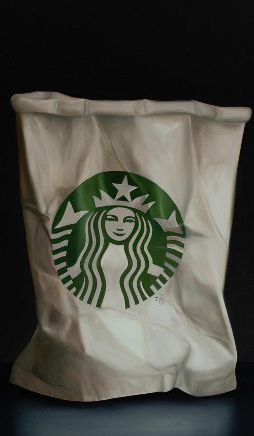 Crumpled Starbucks paper cup Painting by Gennaro Santaniello