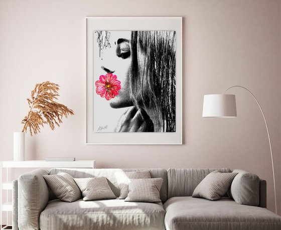Girl with Flower in Profile