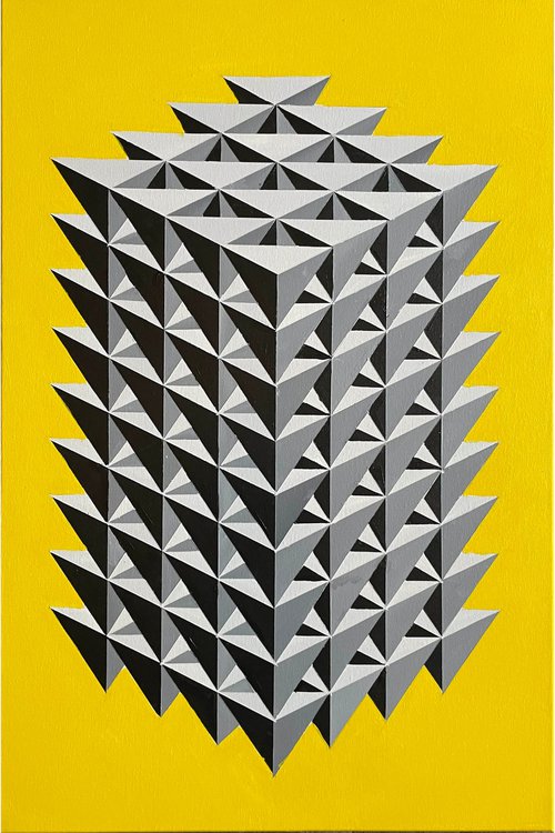 Concrete Contrast: Brutalism on a Yellow Canvas by Dominic Joyce