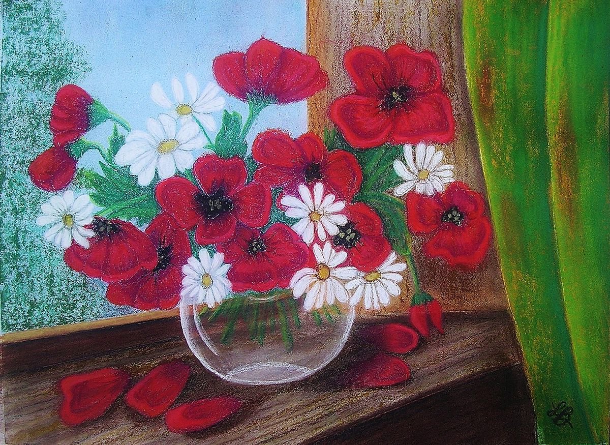 Poppies and Daisies by Linda Burnett