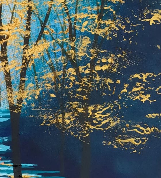 Forest of Golden Blue Light