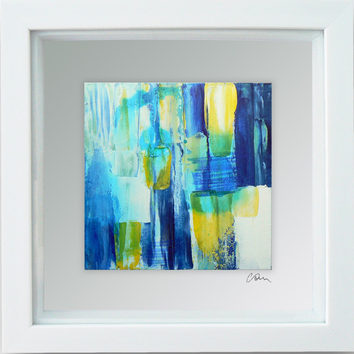 Framed ready to hang original abstract - Deep water #15 by Carolynne Coulson