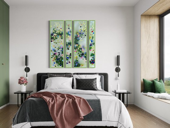 "Garden of Harmony" floral painting canvas