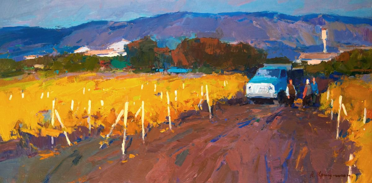 Sunny October. Vineyards By Aleksandr Kryushyn, 39 X 20, Artwork For Sale On Artfinder