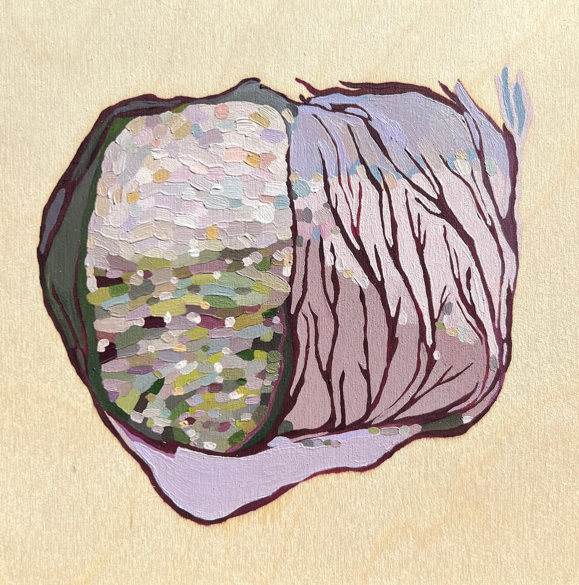 Organic Abstract Oil Painting By Anna Bergin, 8 X 8, Strung Bouquet 2, Original Artwork