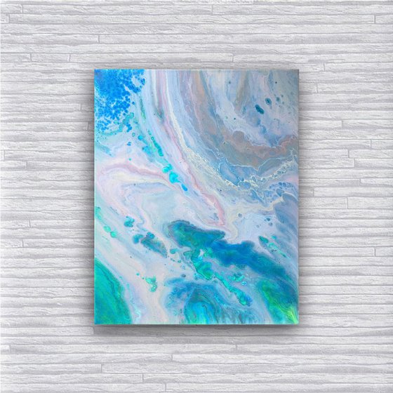 "Mix It Up" - Original Abstract PMS Fluid Acrylic Painting - 16 x 20 inches