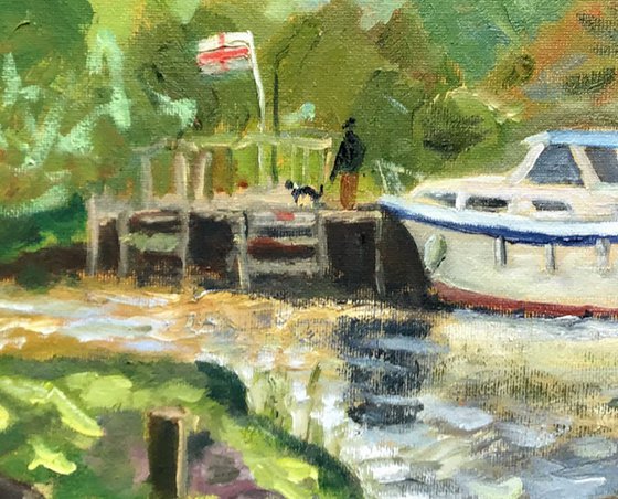 Boat on the river Stour - an original oil painting