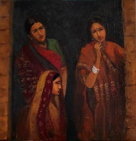 Three Rustic Indian Women at the door