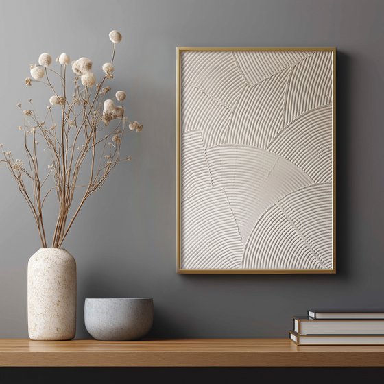 "Beige Field 3" Beige high textured abstract