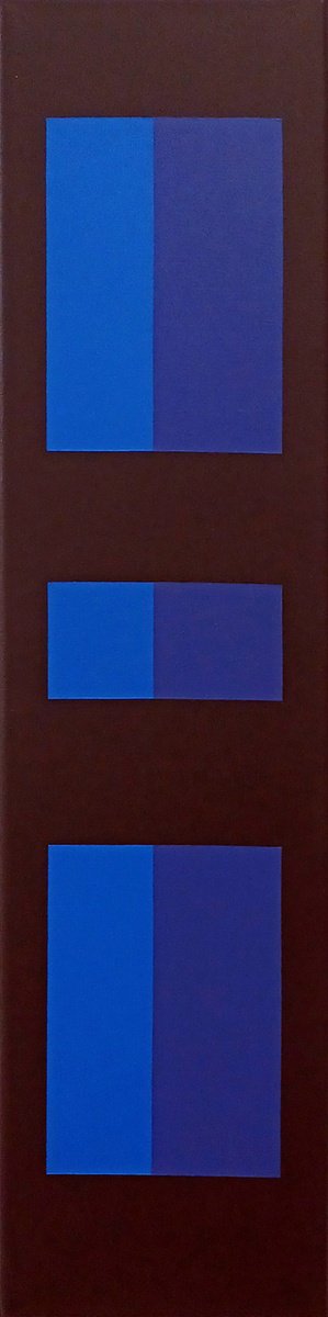 Geometric Abstract Acrylic Painting By Luis Medina, 8 X 31", M1, Original Artwork