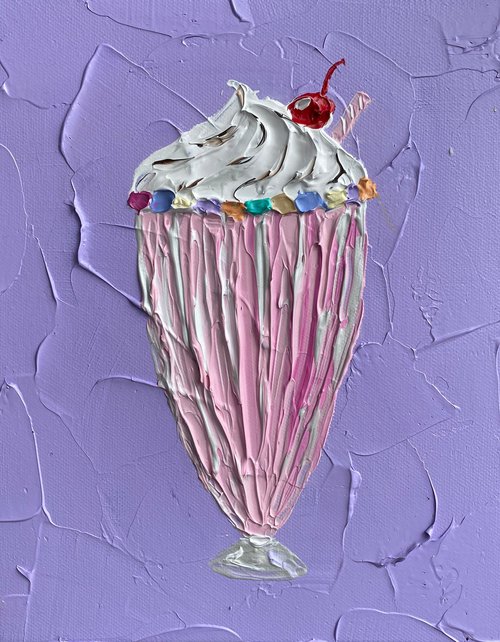 Strawberry milkshake on purple by Guzaliya Xavier