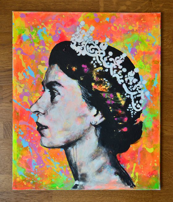 Queen Elizabeth II- neon pop