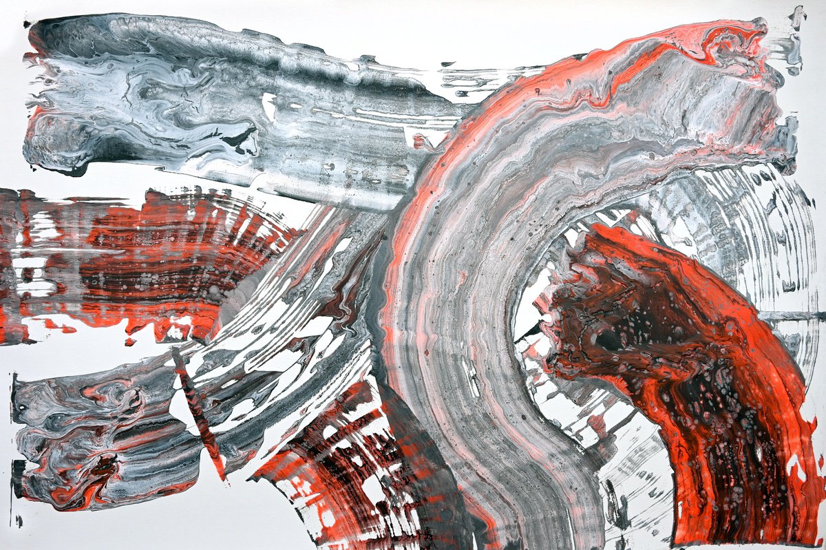 Abstract Acrylic Painting By Sumit Mehndiratta, 43 X 28", Composition No. 411, Original Artwork