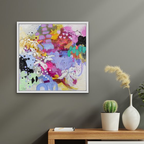 Rocaille - Abstract floral painting - Ready to hang