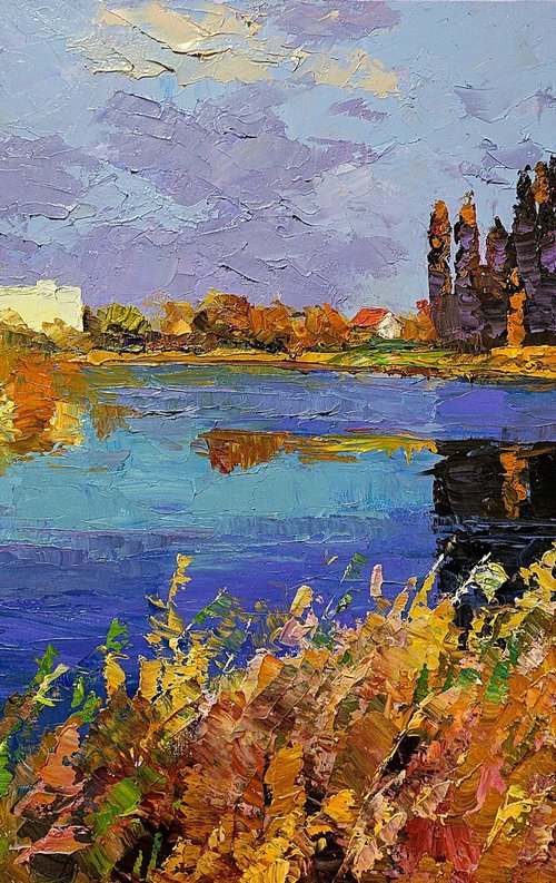 Autumn on the river by Boris Serdyuk