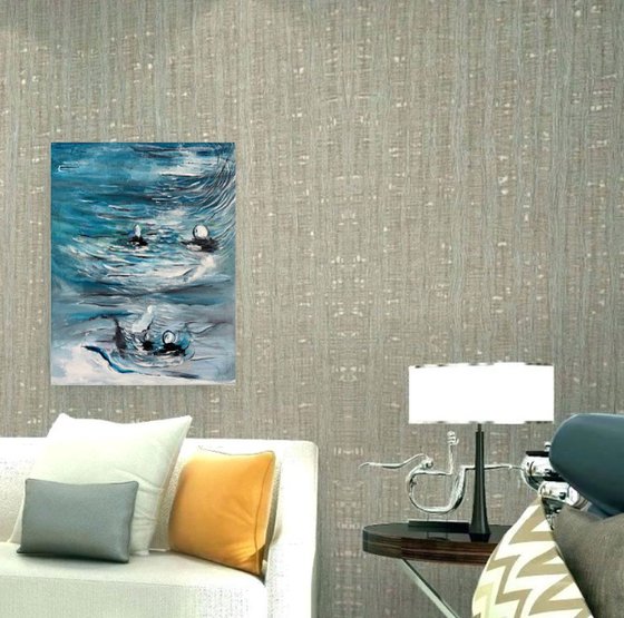 Ocean Abstract Painting Home Decor, Seascape Wall Decor, Acrylic on Canvas, Home Decor, Beautiful Artwork, Original Paintings, Kumi Muttu, Artfinder Gift Ideas