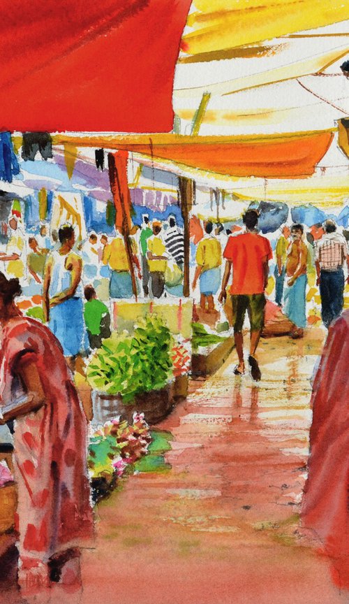 At the Flower Market by Ramesh Jhawar