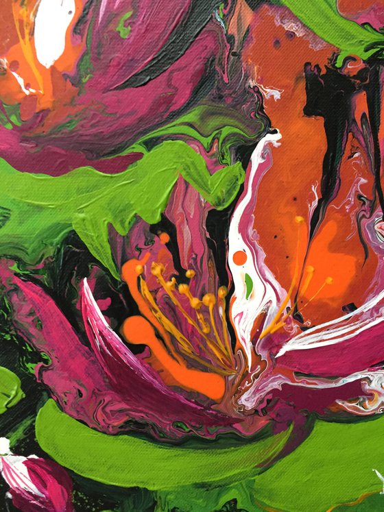 Water lilies. Abstract painting.