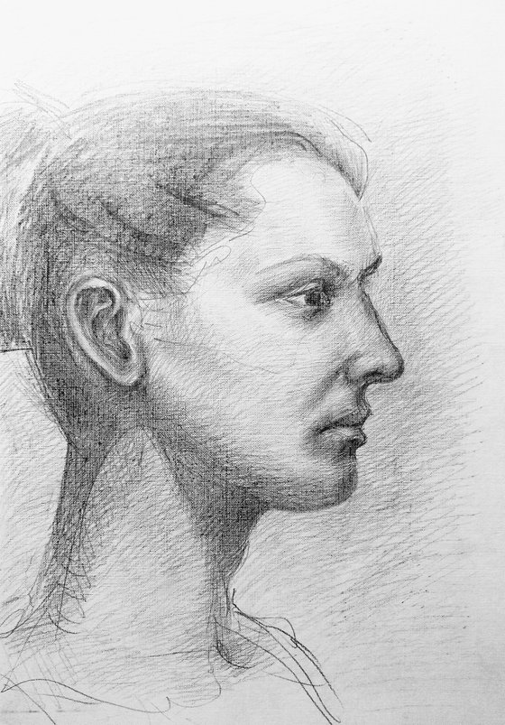 Female portrait. Original pencil drawing.