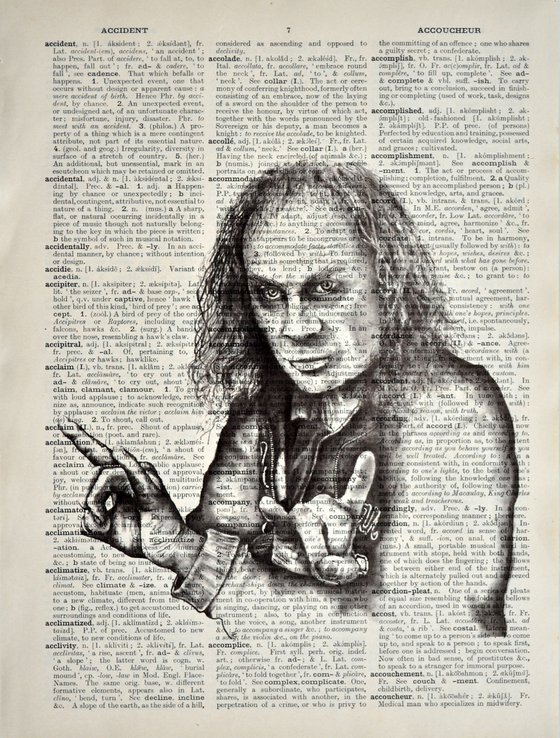 Ronnie James Dio - Collage Art on Large Real English Dictionary Vintage Book Page