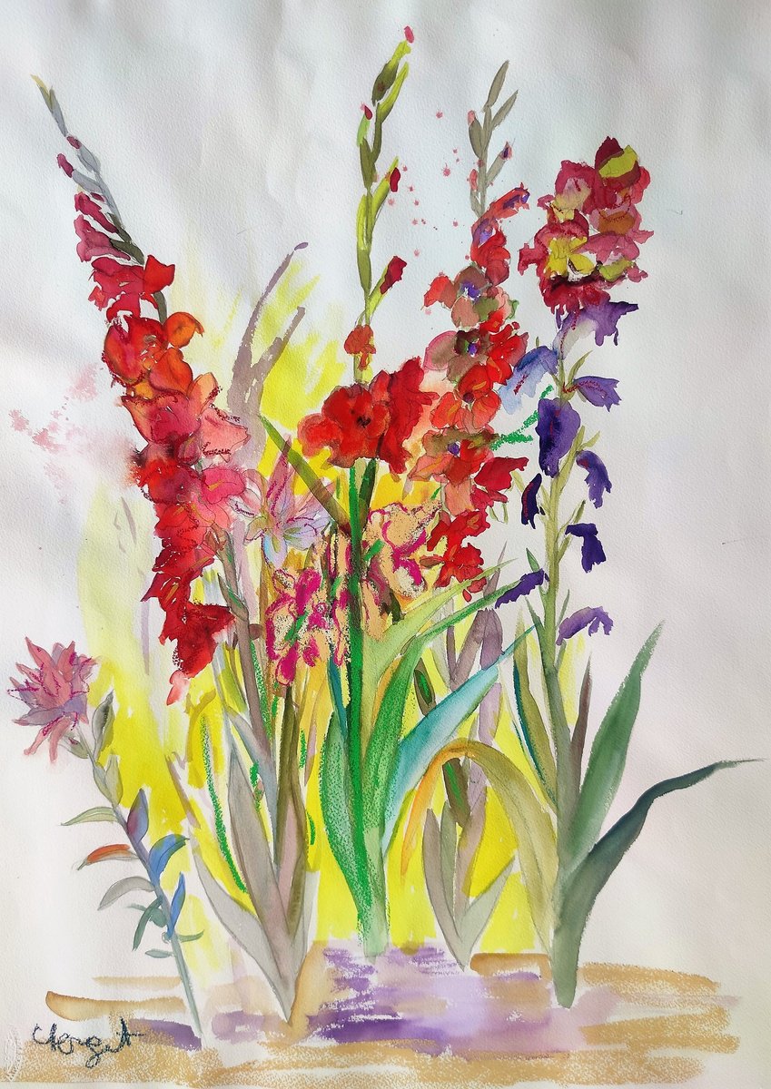 Gladiolas in madness by Linda Clerget