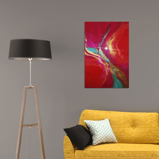 Love Vibrations red abstract painting