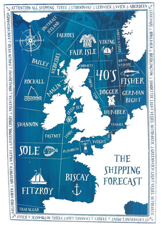 SHIPPING FORECAST III (BLUE BLEND) - Limited-edition, Screen Print