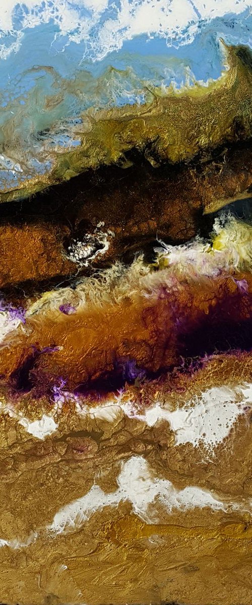 Painting abstract " Golden dreams " fluid epoxy resin artwork by Viktoria Lapteva