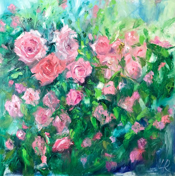 Rosy Song Original Painting For Home Design Oil Floral Abstraction