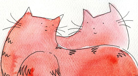 Together Forever... 2 Cats    Original Watercolour