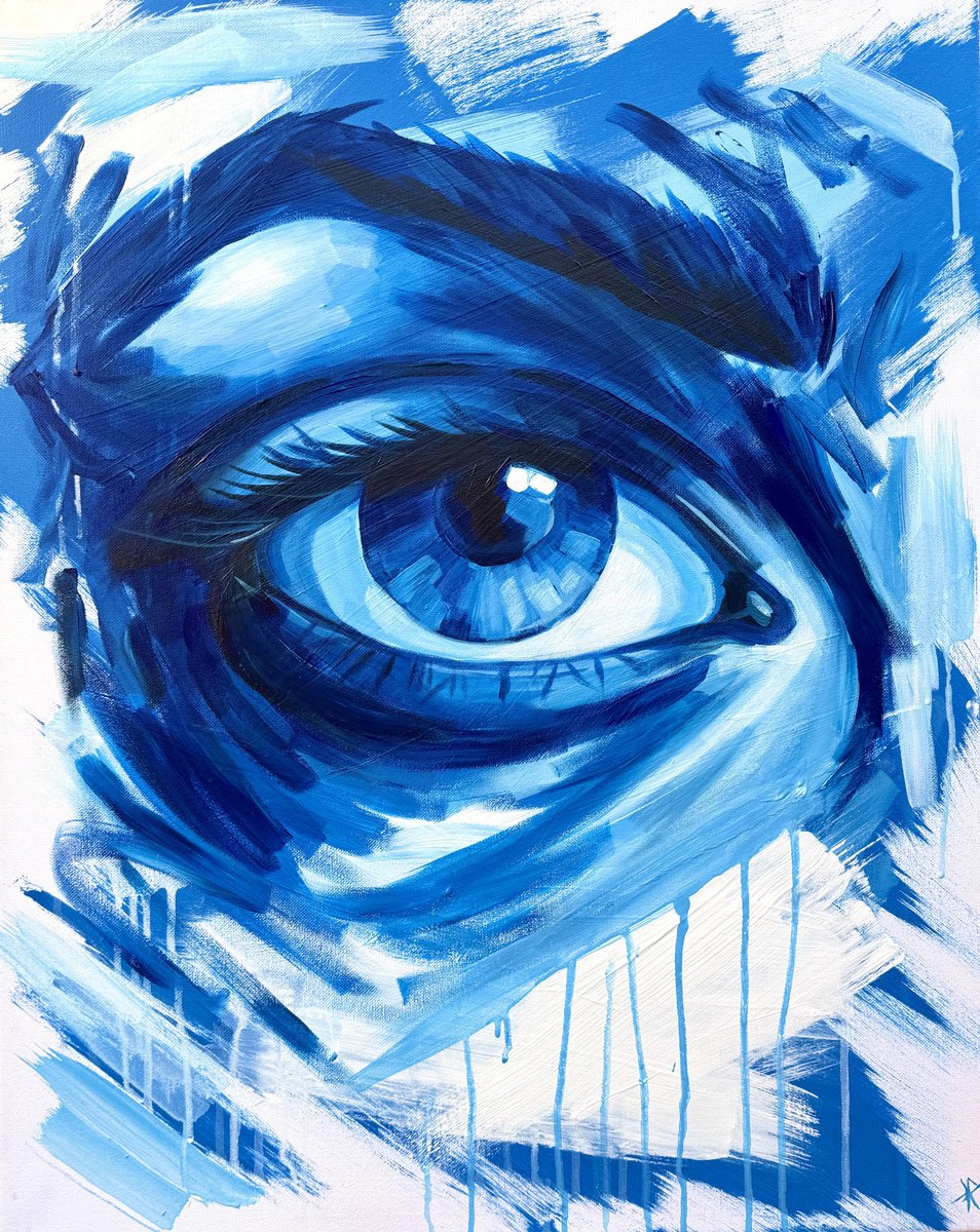 Expressive Portrait Acrylic Painting By Kate Revill, 23 X 29", Deep, Original Artwork