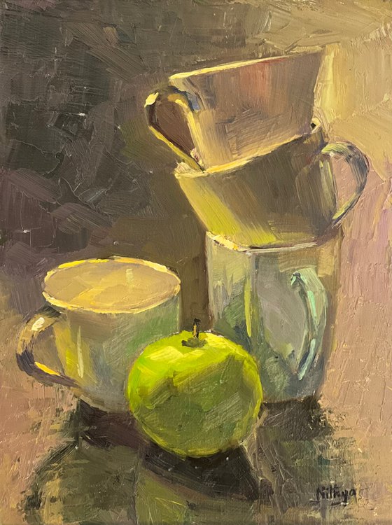 An Apple a Day Series - 25 - Vibrant oil painting kitchen decor