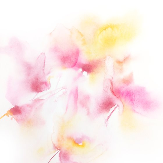 Abstract watercolor floral painting "Summer melody"