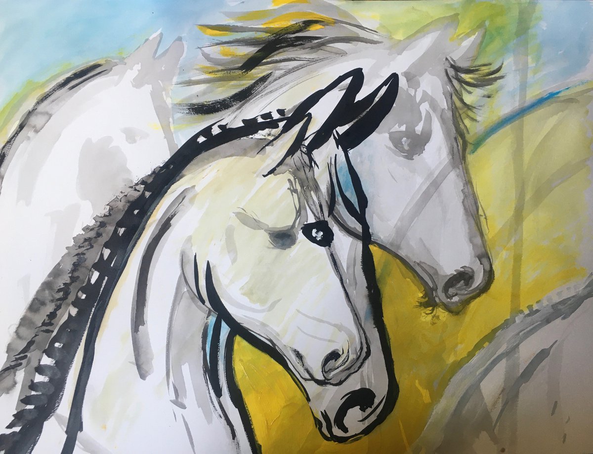 horses in profile by Ren Goorman