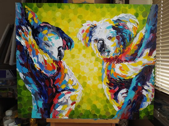 Sweet dream - oil painting, Australia, koala, koala oil painting, animals, koala art, animals oil painting