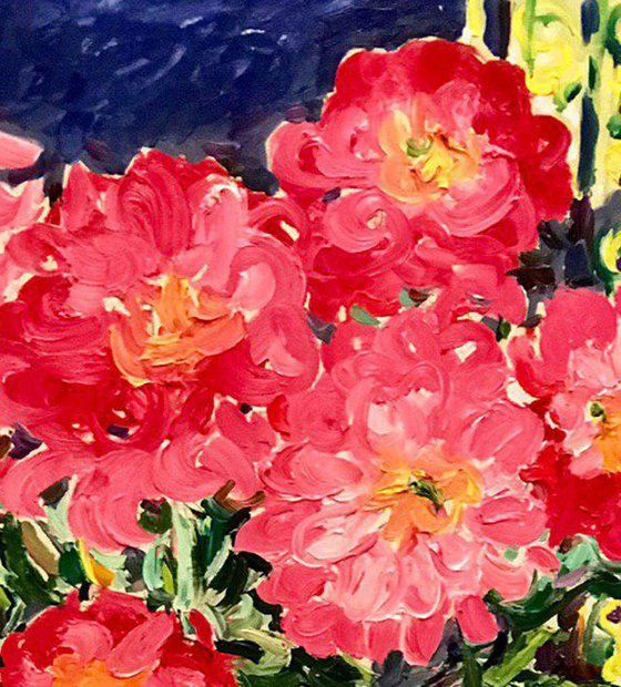 PEONIES - Still Life with Peonies - Floral Wall Decor - Oil Painting - Impressionism - 100x80