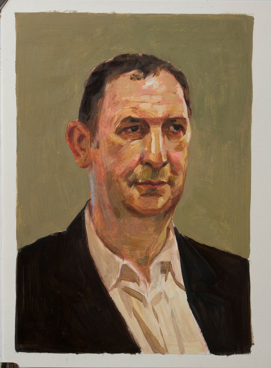 Impressionistic Portrait Oil Painting By Olivier Payeur, 8 X 11", Portrait Of A French Actor: Francois Morel, Original Artwork