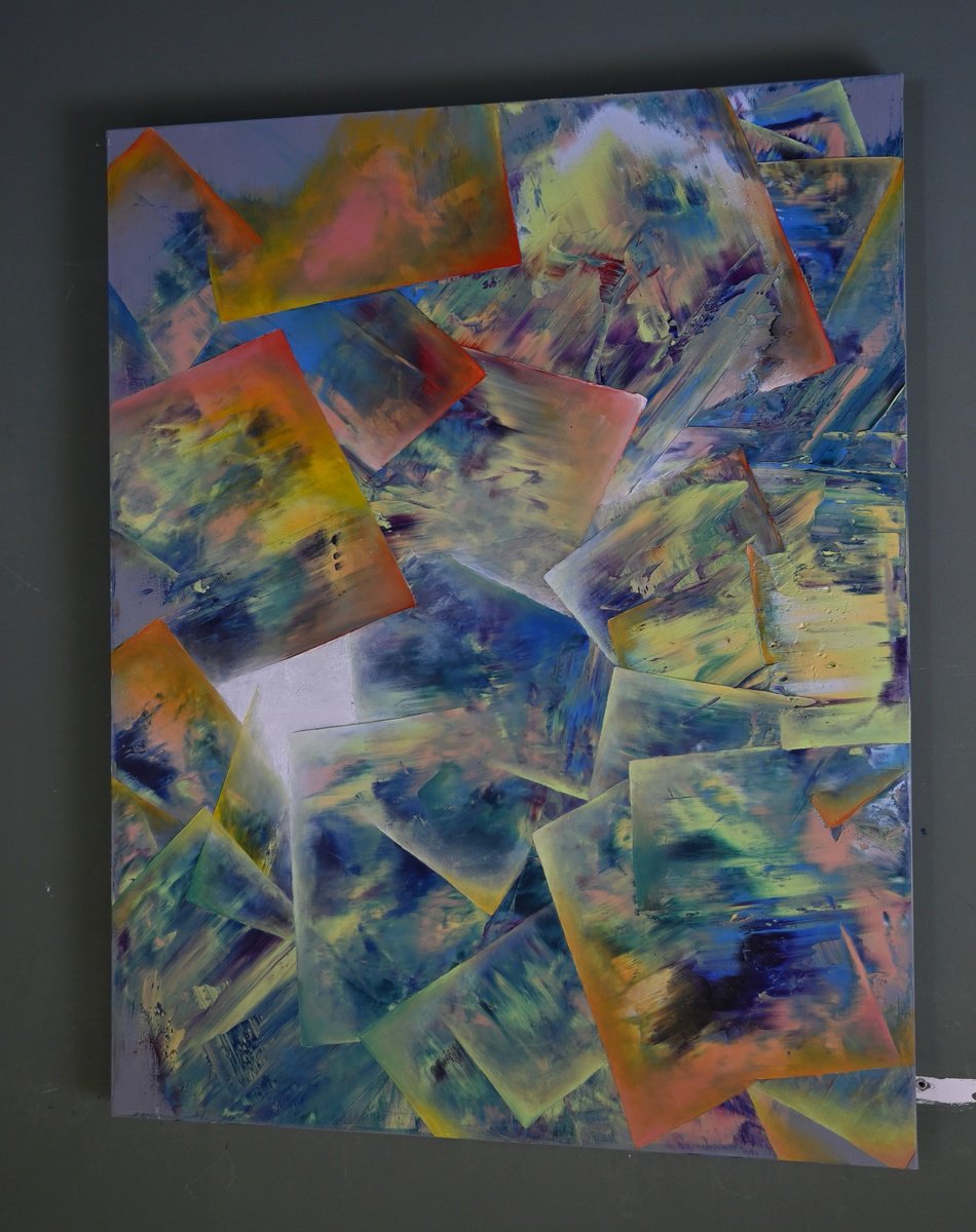 Geometric Abstract Painting By Giuseppe Pastore, 28 X 35, Kiai!, Original Artwork