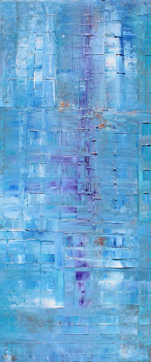Primitive Blue Mosaic Abstract by Robert Lynn
