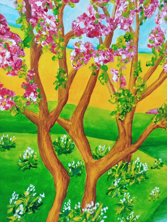 Blossomnig cherry trees