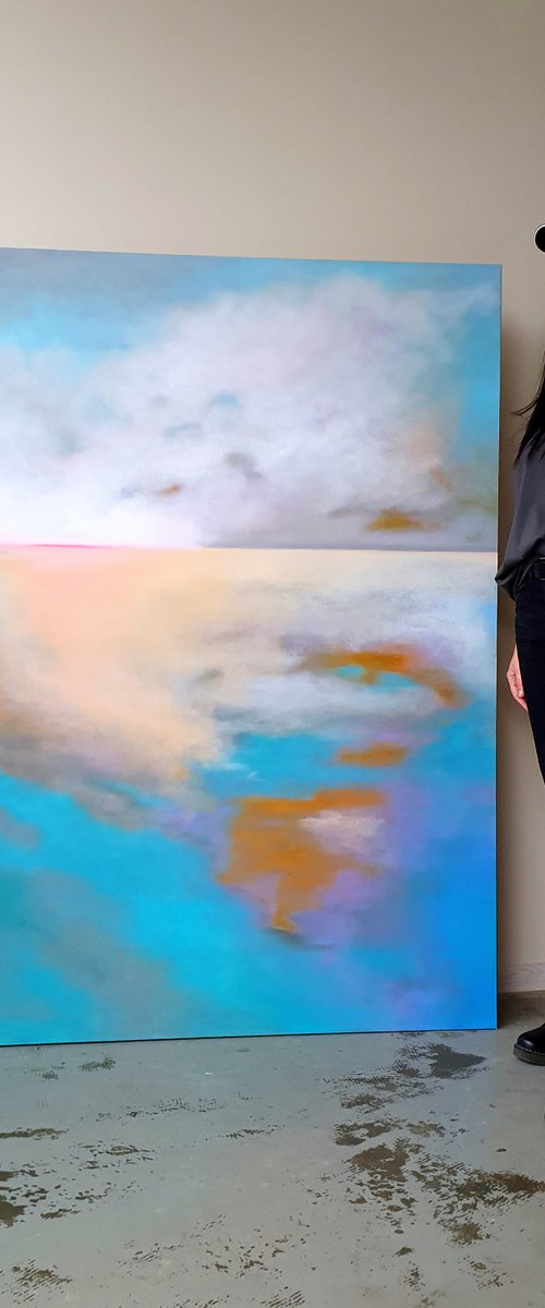 Abstract seascape painting From the Deep / Original artwork by Larissa Uvarova