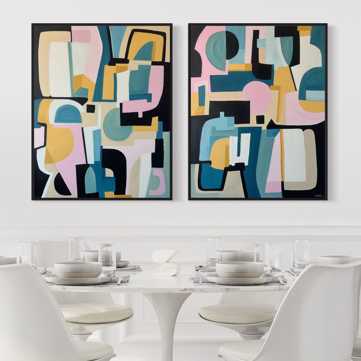 Geometric Abstract Acrylic Painting By Samantha Malone, 63 X 39", What Divides, Also Connects, Original Artwork