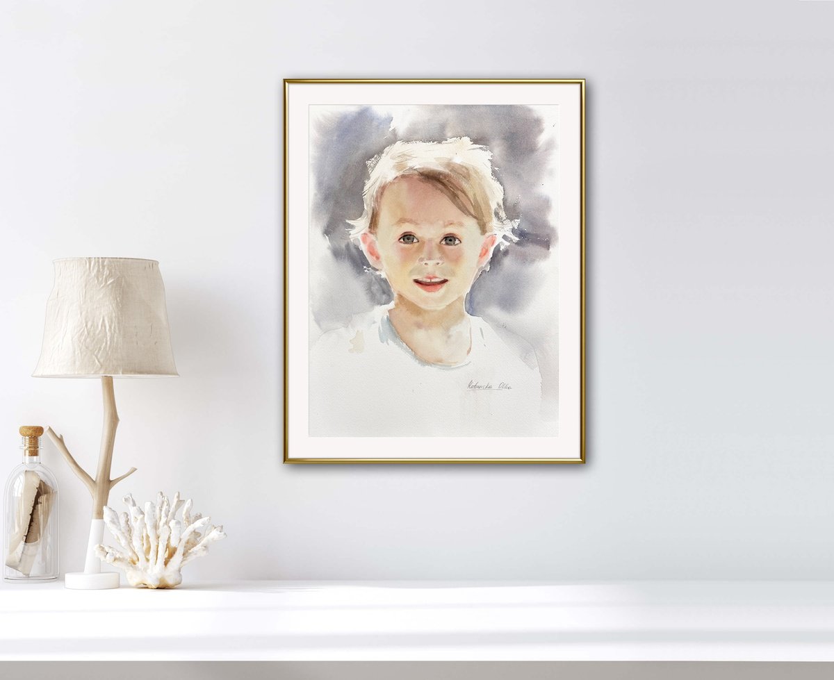 Impressionistic Portrait Watercolour By Olha Retunska, 12 X 16", Girl, Original Artwork