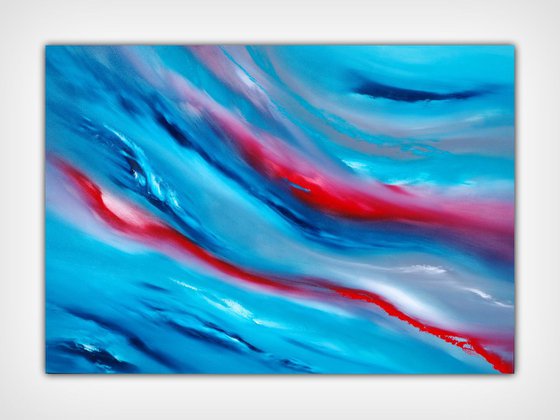 Blue sky III, the series, 100x70 cm, Deep edge, LARGE XL, Original abstract painting, oil on canvas
