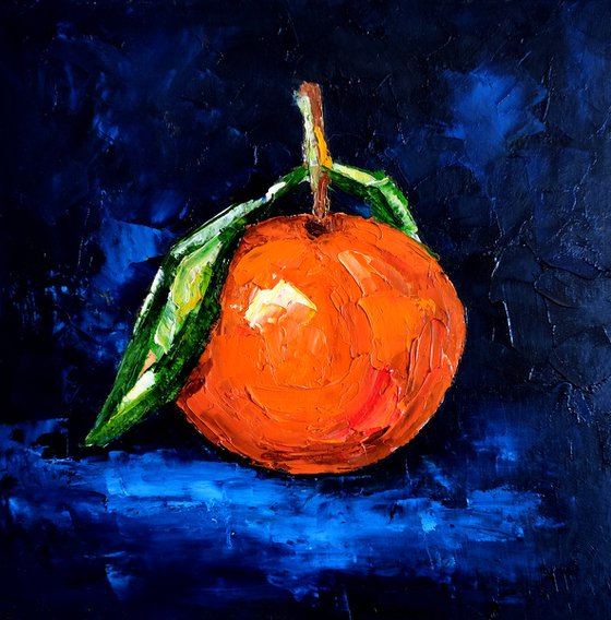 Tangerine Painting Fruit Original Art Orange Small Artwork Citrus Wall Art