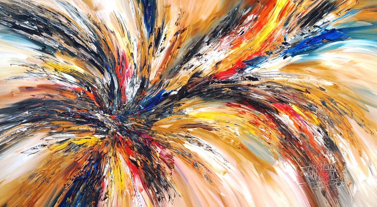 Abstract Acrylic Painting By Peter Nottrott, 61 X 33", Nature Adventure L 24, Original Artwork