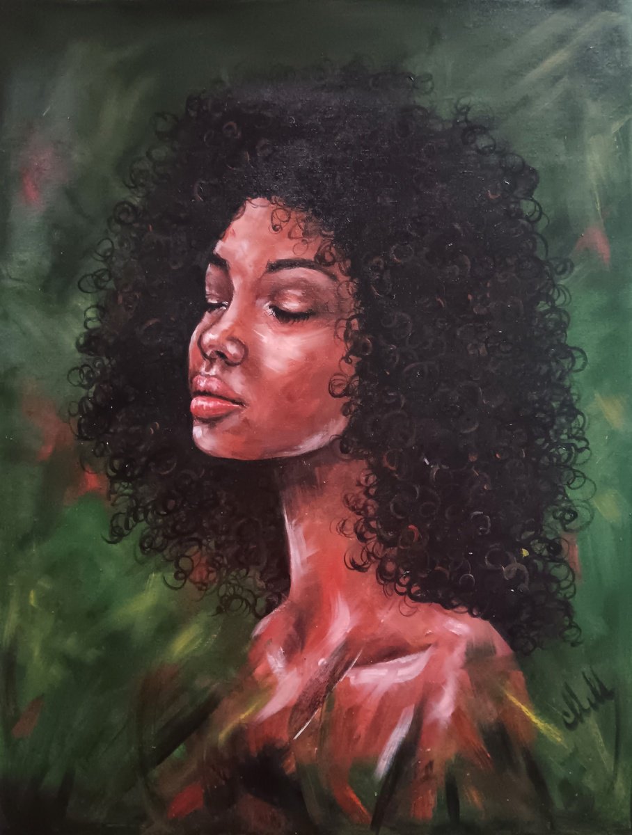 Spirit Of Africa - Oil Portrait Painting By Mateja Marinko, 19 X 24, Artwork For Sale On Artfinder
